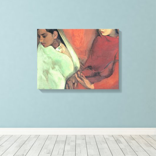 Drie meisjes van Amrita Sher Gil Canvas Afdruk (Insitu (Houten vloer))