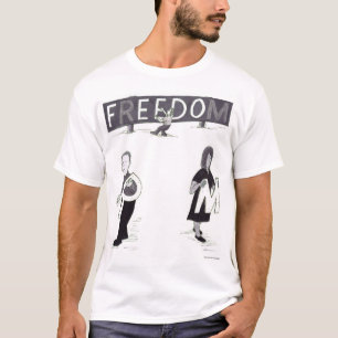 Drie mensen die individuele letters van een bord n t-shirt