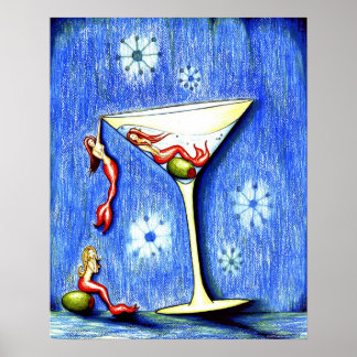 Drie Mermaid Martini Poster