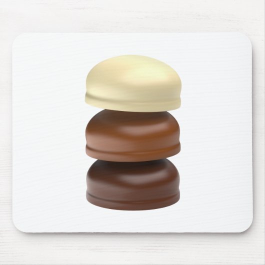Drie met chocolade omhulde marshmallows muismat (Voorkant)