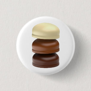 Drie met chocolade omhulde marshmallows ronde button 3,2 cm