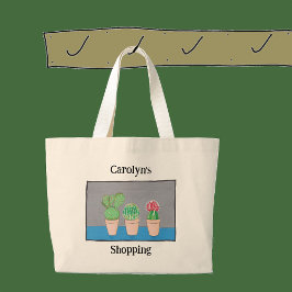 Drie mexicaanse cactusen, schattig tekening, geper grote tote bag