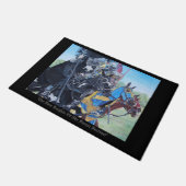 Drie middeleeuwse ridders op paarden deurmat (Schuin)