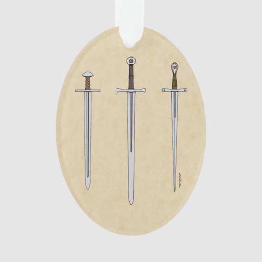 Drie middeleeuwse zwaarden 2016 ornament (voorkant)