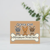 Drie miniatuur Pinschers Briefkaart (Staand voorkant)