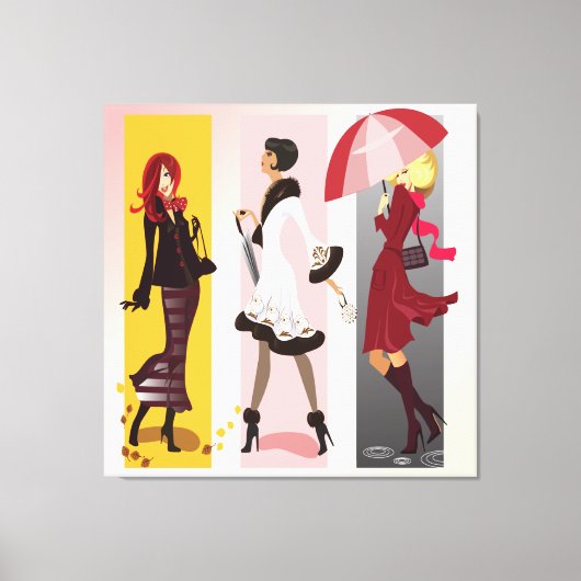 Drie Mode Modellen 2 Ingepakt Canvas Afdruk (Voorkant)
