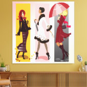 Drie Mode Modellen 2 Ingepakt Canvas Afdruk (Insitu (Woonkamer))