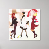 Drie Mode Modellen Ingepakt Canvas (Voorkant)
