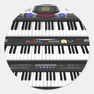 Drie moderne toetsenborden: Synthesizers: Ronde Sticker