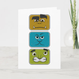 Drie monstergezichten kaart