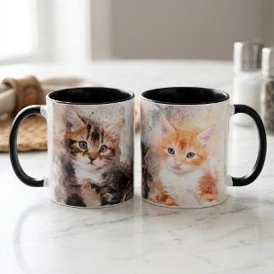 Drie mooie en schattige katjes waterverf mok