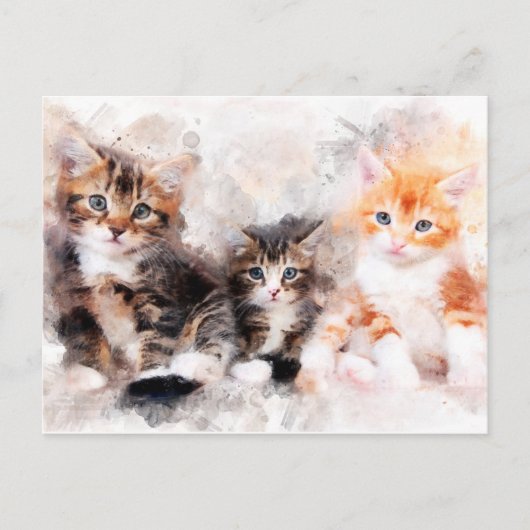 Drie mooie en schattige kittens waterverf briefkaart (Voorkant)