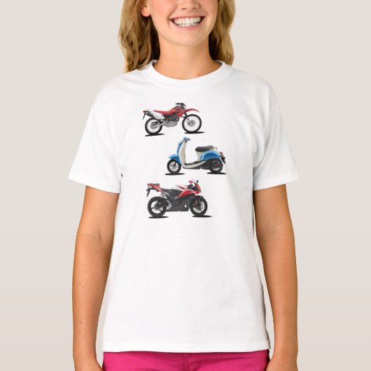 Drie Motorfietsen Meisjes T-Shirt (Voorkant)
