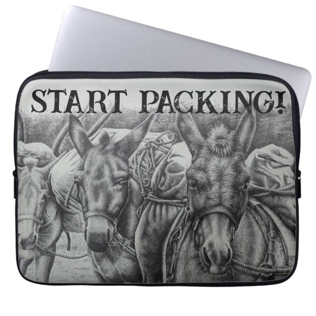 Drie muilezels laptop sleeve (Voorkant)