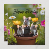 drie muizen in bloempotten, (Voorkant / Achterkant)