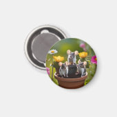 drie muizen in bloempotten, magneet (Voorkant / Achterkant)
