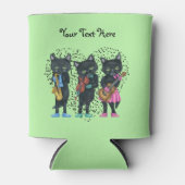 Drie Muzikale Zwarte Kat Heldere Kleren Nota's Har Blikjeskoeler (Voorkant)