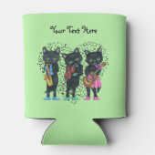 Drie Muzikale Zwarte Kat Heldere Kleren Nota's Har Blikjeskoeler (Achterkant)