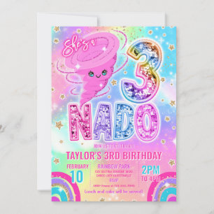 Drie Nado Regenboog Glitter 3e Verjaardagsfeestje Kaart