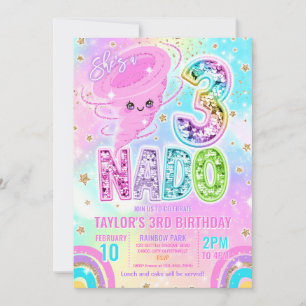 Drie Nado Regenboog Glitter 3e Verjaardagsfeestje Kaart