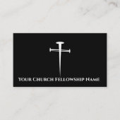 Drie Nagels Zwart Kruis Omtrek Kerk Pastor Visitekaartje (Voorkant)
