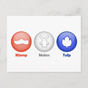 Drie Nederlandse pictogrammen Briefkaart