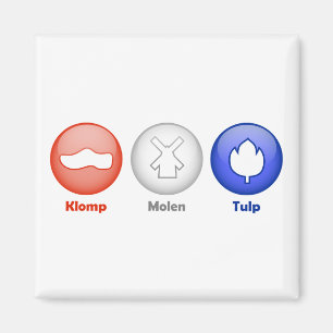 Drie Nederlandse pictogrammen Magneet