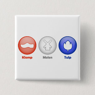 Drie Nederlandse pictogrammen Vierkante Button 5,1 Cm
