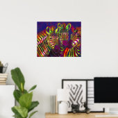 drie neon zebras poster (Thuiskantoor)