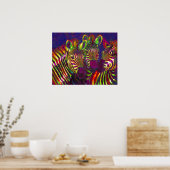drie neon zebras poster (Keuken)