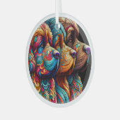 Drie Newf Heads Circle Glass Ornament (Voorkant links)