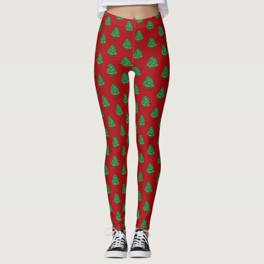 Drie niveaus versierd kerstboom patroon leggings (Voorkant)