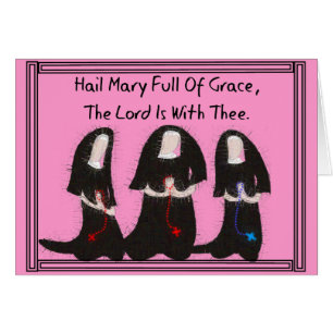 Drie nonnen die 'Hail Mary Full of Grace' koelen