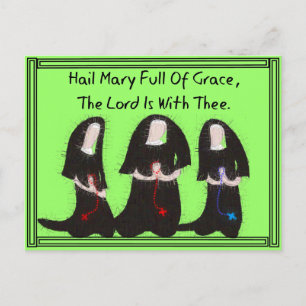 Drie nonnen die 'Hail Mary Full of Grace' koelen Briefkaart