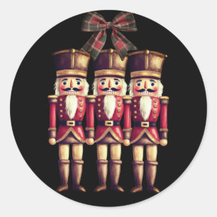 Drie notenkrakers rode klassieke ronde zolder sticker