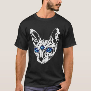 Drie Ogen Kat Sphynx Esoterische Magische Lijn Die T-shirt