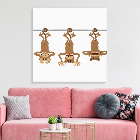 Drie onverstandige apen canvas afdruk (Insitu (Woonkamer))
