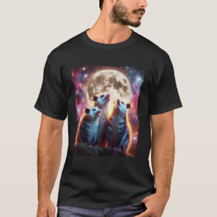 Drie Opossums die huilen naar de Full Moon Galaxy T-shirt