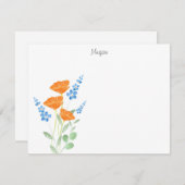 Drie oppies Waterverf Bouquet Note Card Notitiekaartje (Voorkant / Achterkant)