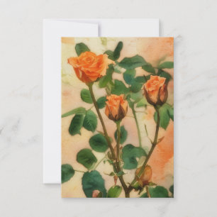 Drie Oranje Rozen Bloemen Art Flat Kaart