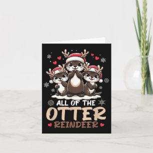 Drie Otter Rendier Kerstman Hoed Hert Prettig Kers Kaart