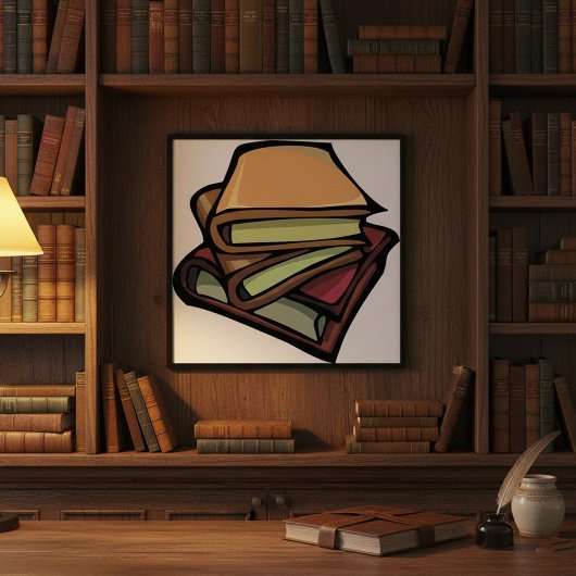 Drie oude Boeken gestapeld samen Poster