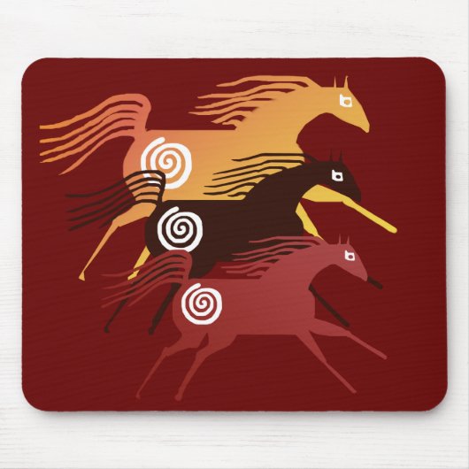 Drie oude paarden Mousepad Muismat (Voorkant)