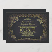 Drie paar rustieke vintage bruiloft uitnodigingen (Voorkant / Achterkant)