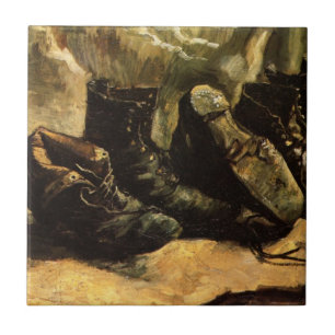 Drie paar schoenen door Vincent van Gogh Tegeltje