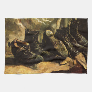 Drie paar schoenen door Vincent van Gogh Theedoek
