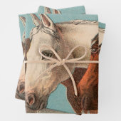 Drie paarden  illustratie inpakpapier vel (In situ)