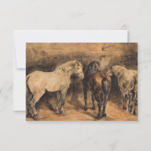Drie paarden in hun stal kaart