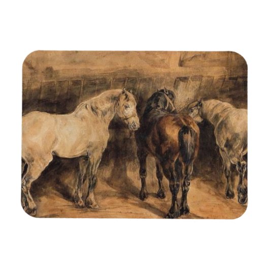 Drie paarden in hun stal magneet (Horizontaal)
