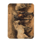 Drie paarden in hun stal magneet (Verticaal)